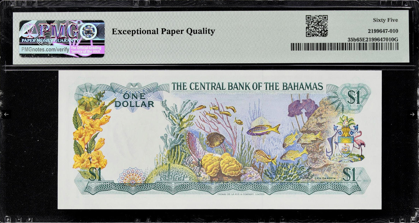 BAHAMAS P.35b 1974 $1 GEM UNC 65 EPQ