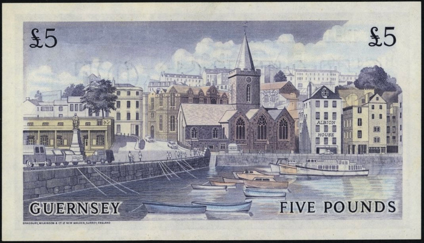 GUERNSEY P.46b GU42b 1969-1980 £5 AUNC