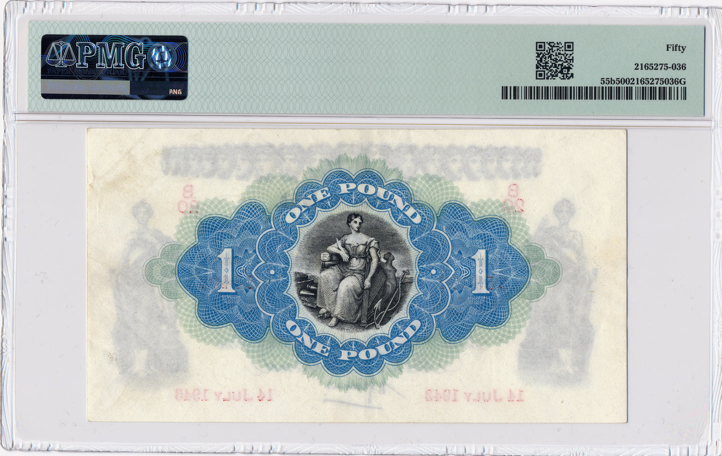 NORTHERN IRELAND P.55b NI202b 1943 Bank of Ireland £1 AUNC 50