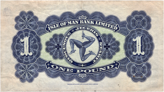 ISLE OF MAN P.6d IM3f 1956 Isle of Man Bank Ltd £1 GVF