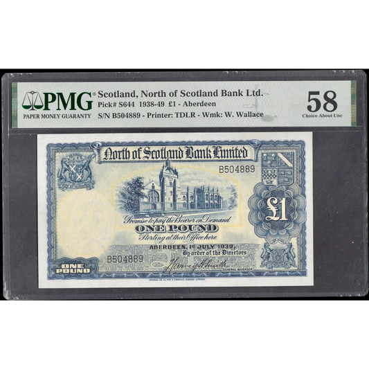 SCOTLAND P.S644 SC712a 1938 - 1949 North of Scotland Bank £1 Choice AUNC 58