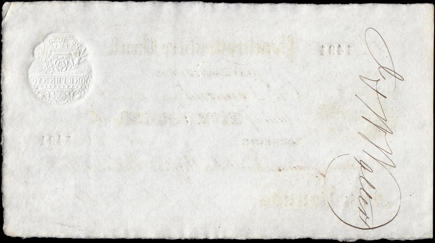 Pembrokeshire Bank Narberth 1865-1872 £5 banknote Outing 1479b