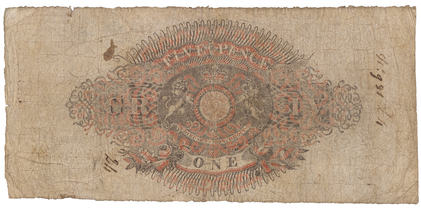 Plymouth Dock Bank 1822 £5 banknote Outing 683c