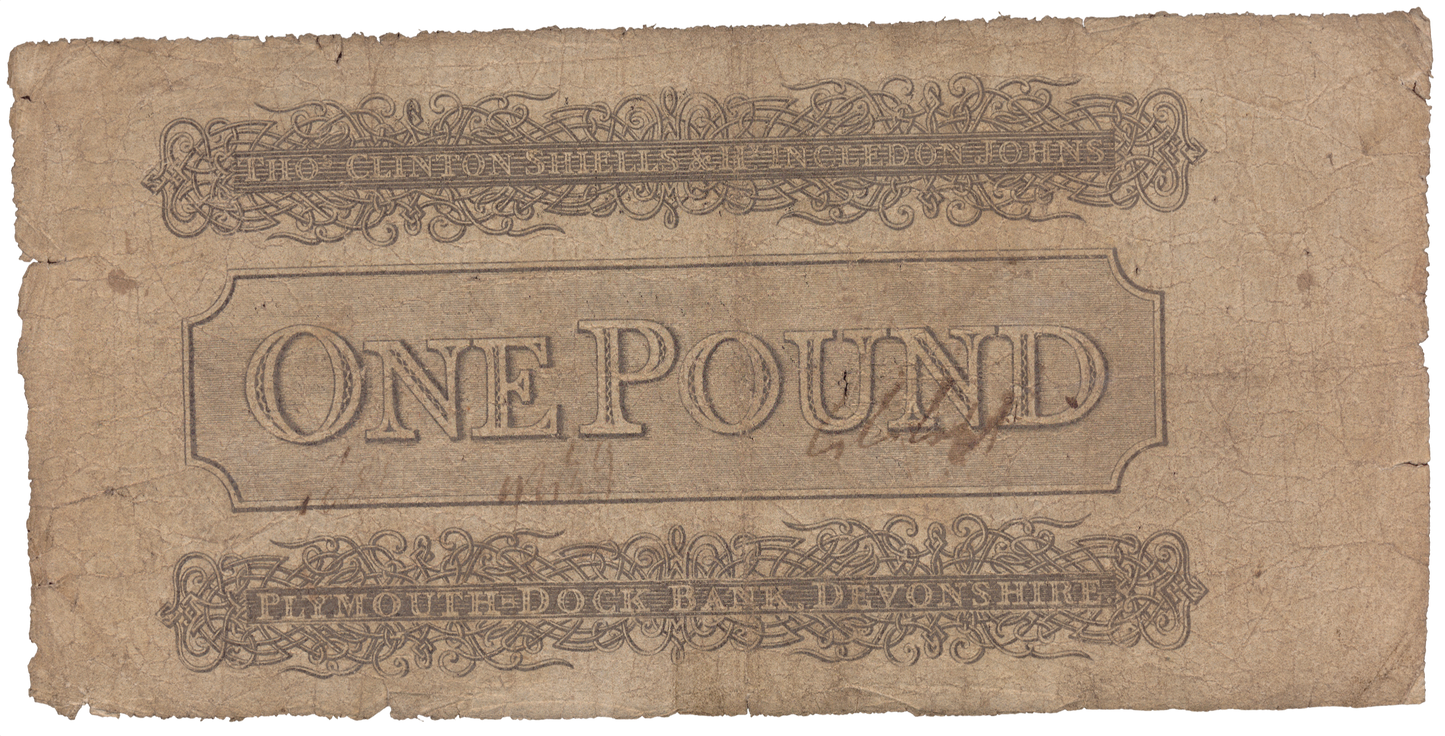 Plymouth Dock Bank 1819 £1 banknote Outing 683d