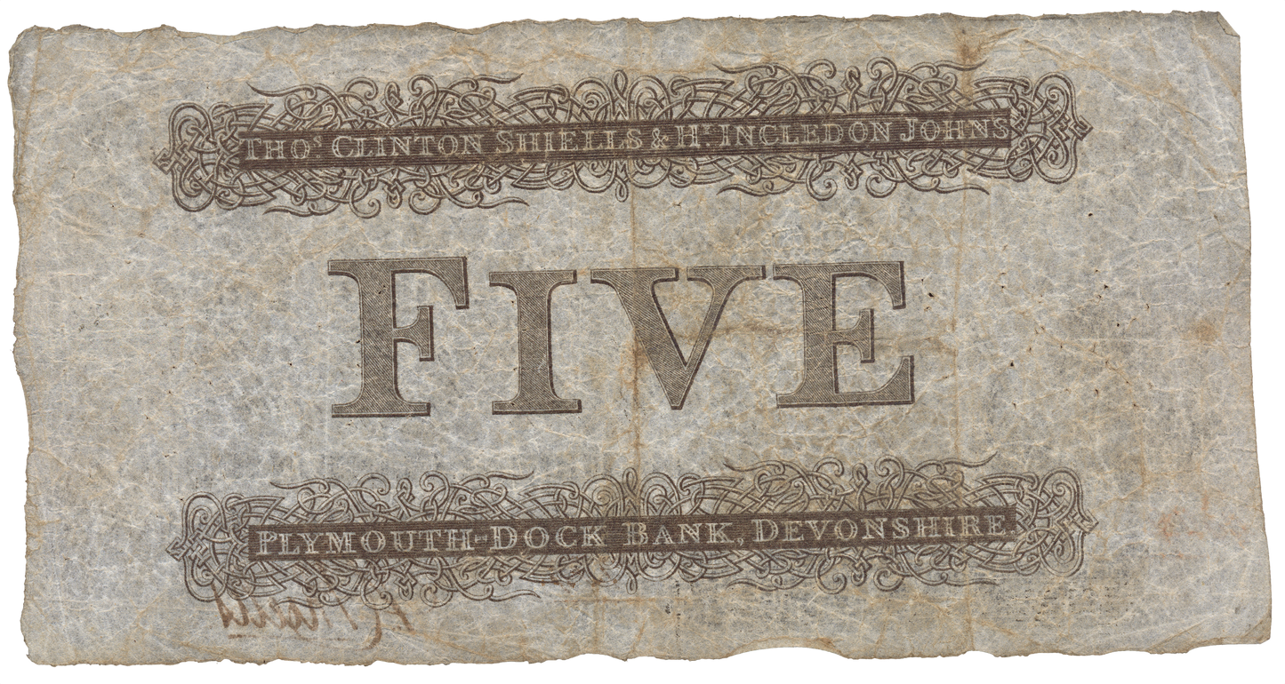 Plymouth Dock Bank 1819 £5 banknote Outing 683e