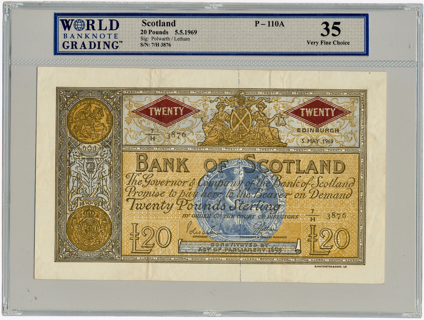 SCOTLAND P.110A SC144 1969 Bank of Scotland £20 Choice VF 35