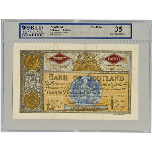 SCOTLAND P.110A SC144 1969 Bank of Scotland £20 Choice VF 35