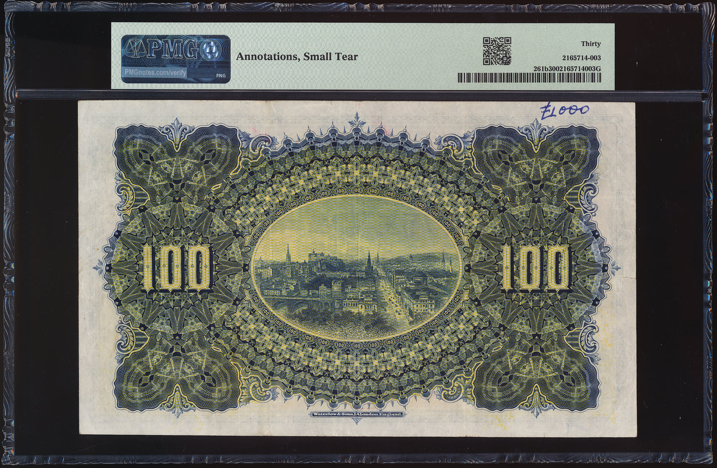 SCOTLAND P.261b SC532b 1947 National Bank of Scotland £100 VF30