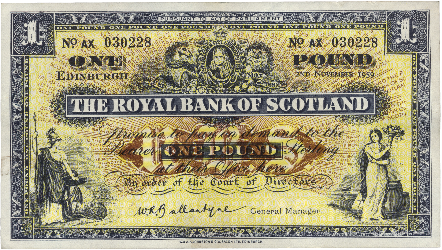 SCOTLAND P.324b SC803 1959 Royal Bank of Scotland £1 EF