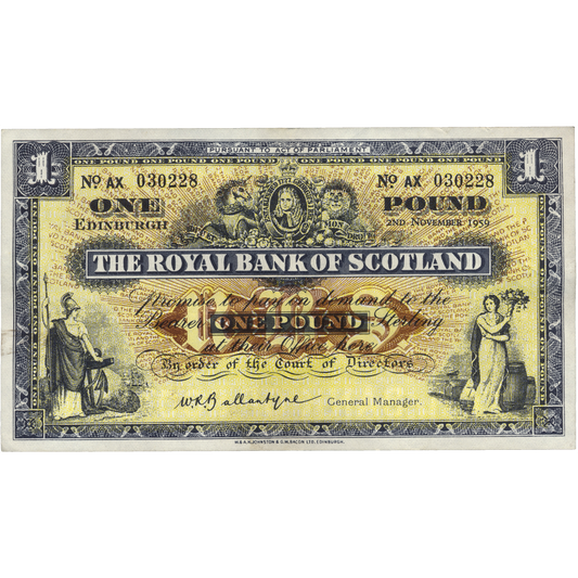 SCOTLAND P.324b SC803 1959 Royal Bank of Scotland £1 EF