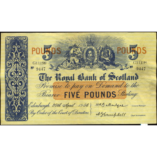 SCOTLAND P.323c SC807c 1956 Royal Bank of Scotland £5 GVF