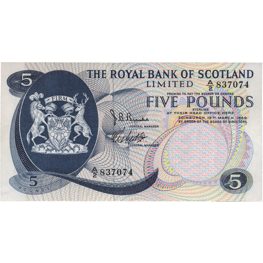 SCOTLAND P.330 SC816a 1969 Royal Bank of Scotland £5 AUNC