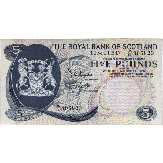 SCOTLAND P.330 SC816a 1969 Royal Bank of Scotland £5 EF