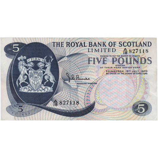 SCOTLAND P.335 SC816b 1970 Royal Bank of Scotland £5 NEF