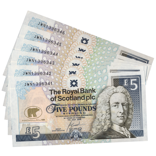 SCOTLAND P.365 SC846 2005 Royal Bank of Scotland £5 6 consecutives UNC