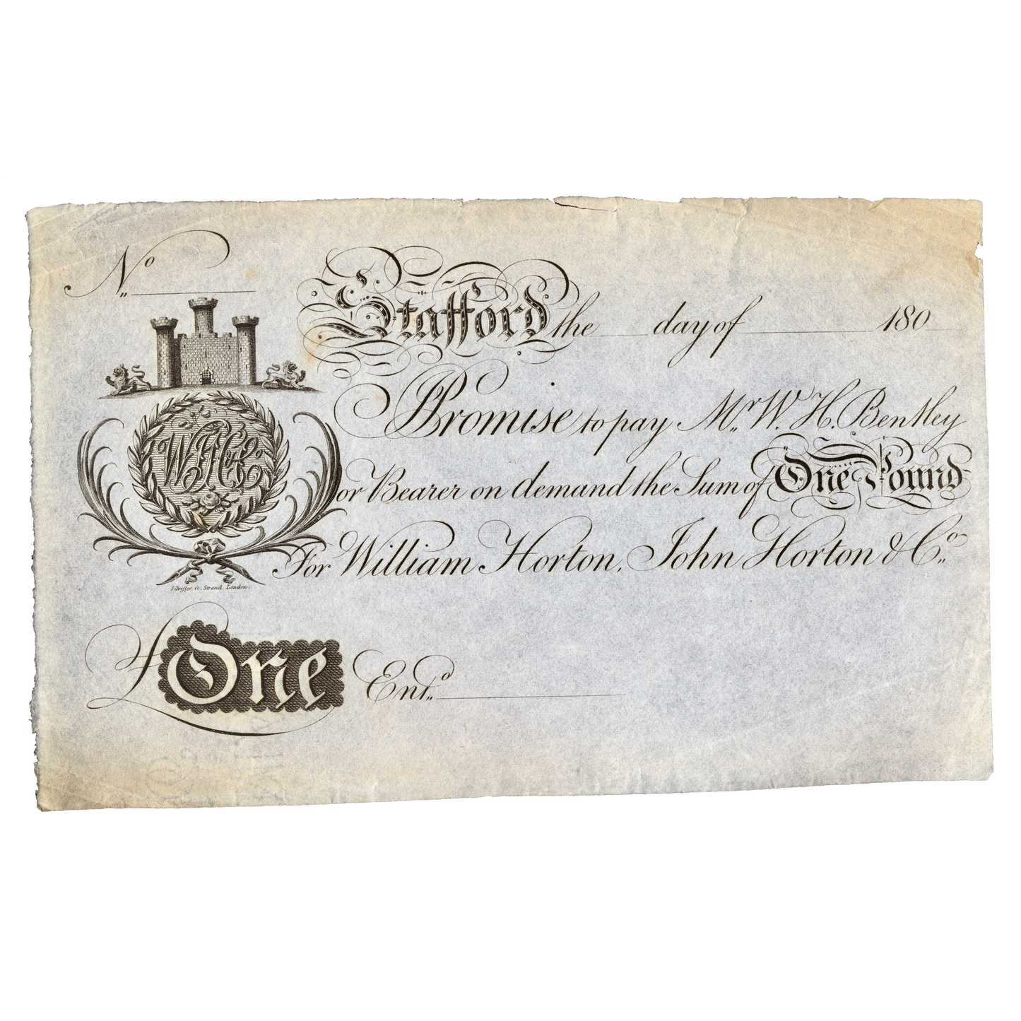 Stafford Bank 18? £1 unissued banknote Outing 2023a