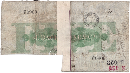 Stockton on Tees Bank 1889 £5 banknote Outing 2050c
