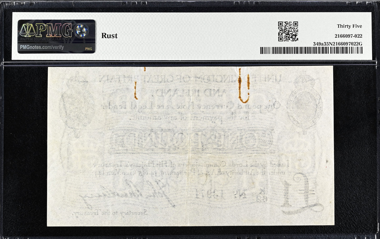 ENGLAND P.349a T11.1 1914 HM Treasury Bradbury £1 K/62 Choice VF 35