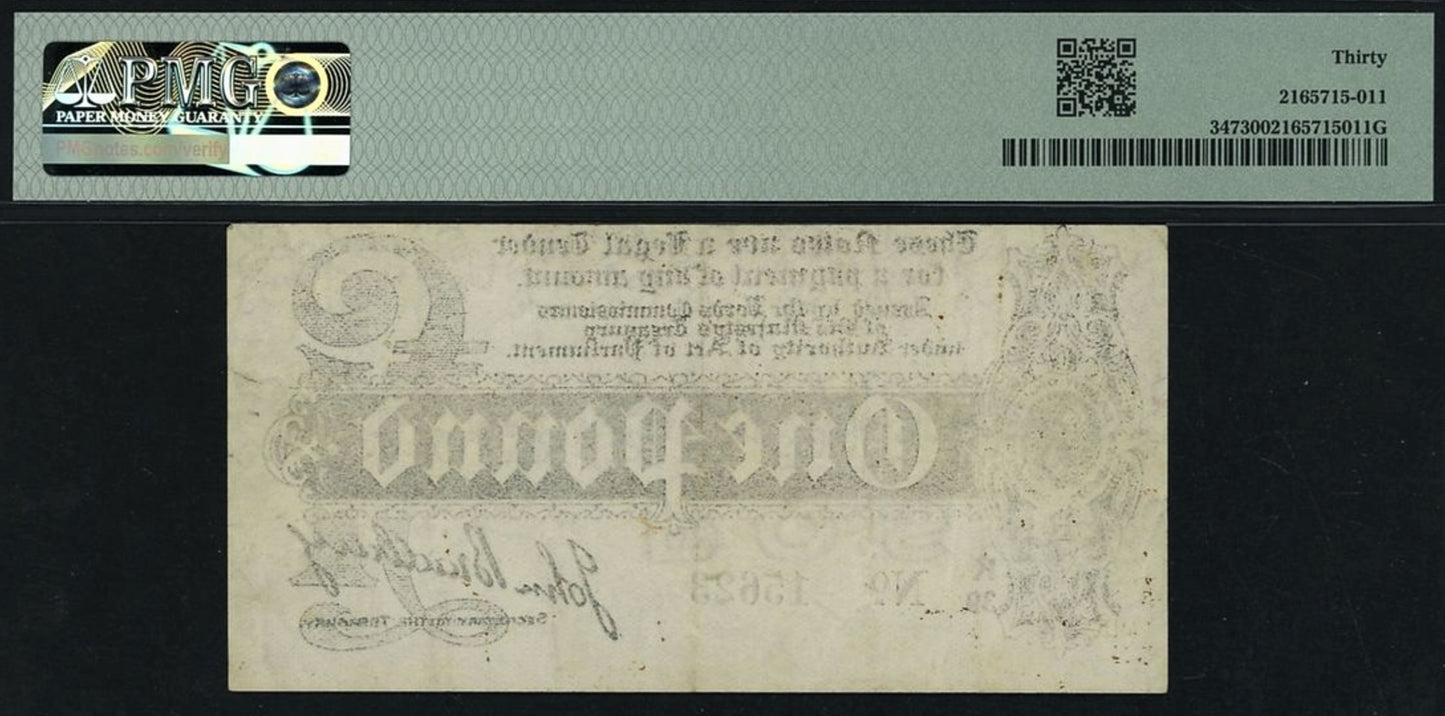 ENGLAND P.347 T4.2 1914 HM Treasury 1914 Bradbury £1 VF30