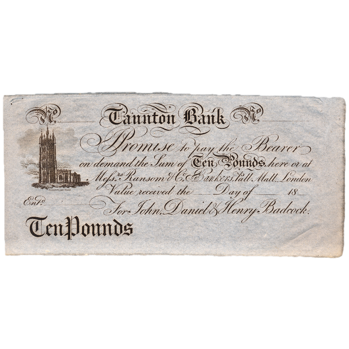 Taunton Bank 18__ £10 banknote Outing 2132c Coins and Banknotes