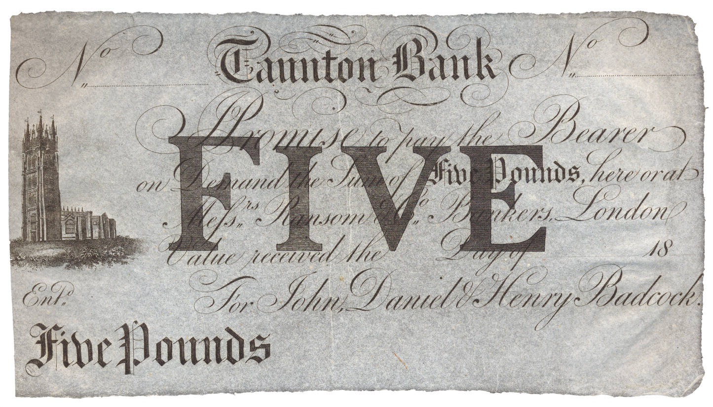 Taunton Bank 18__ £5 banknote Outing 2132b