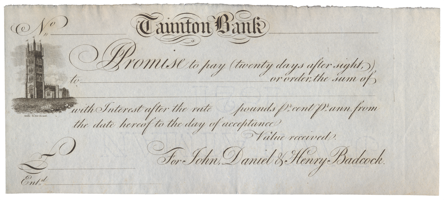 Taunton Bank 18__ unissued Sight bill at twentty days