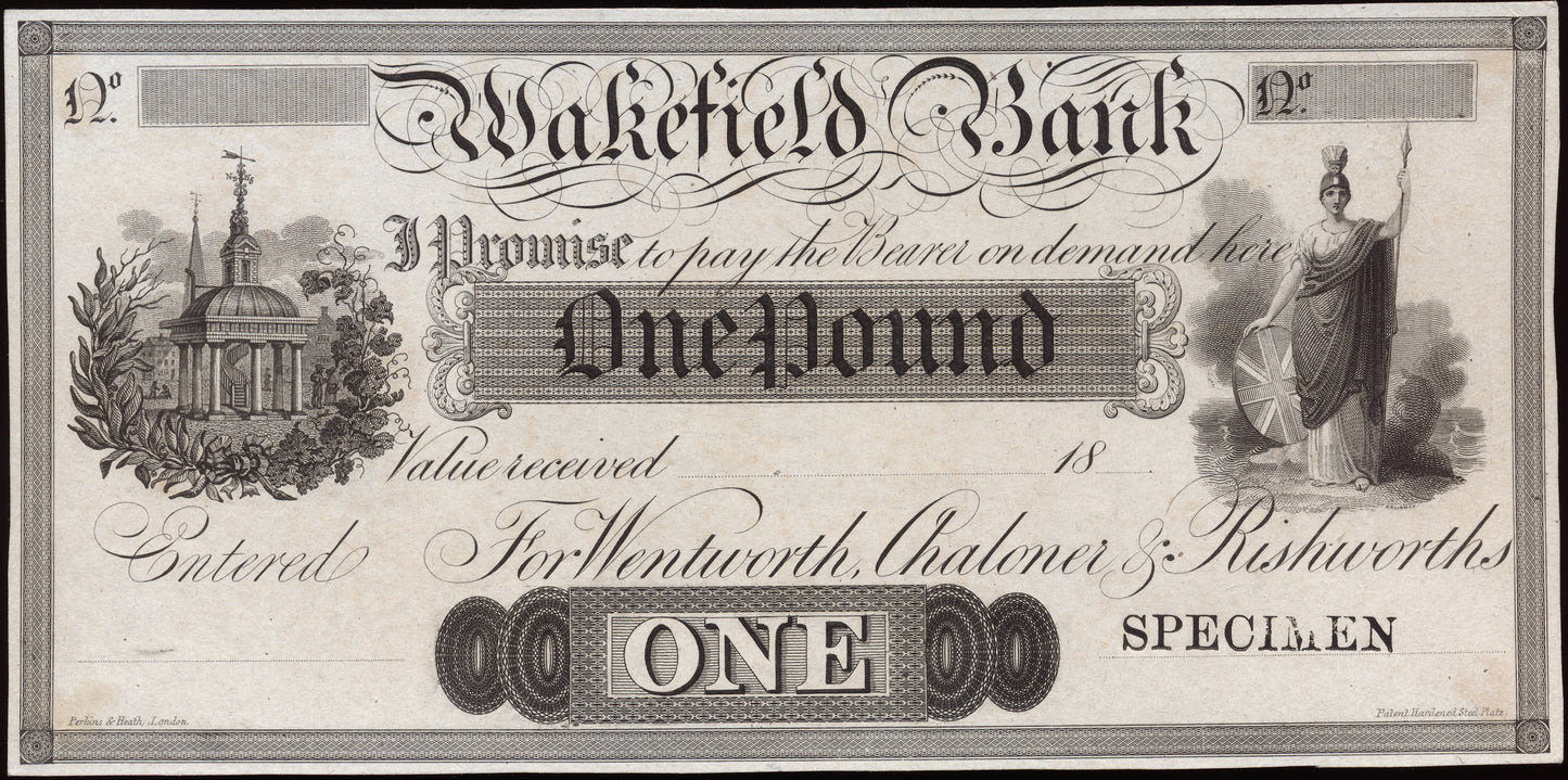 Wakefield Bank 1824 £1 specimen banknote Outing 2243d