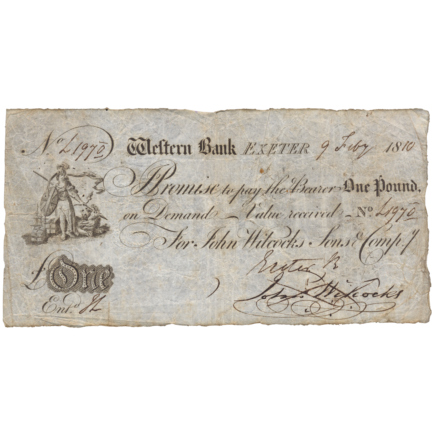 Western Bank Exeter 1810 £1 banknote Outing 759b