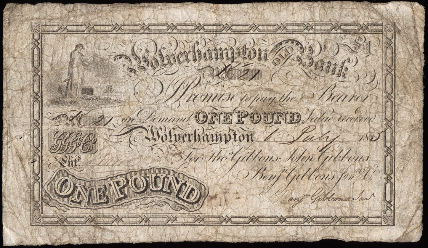 Wolverhampton Old Bank 1815 £1 banknote Outing 2392e