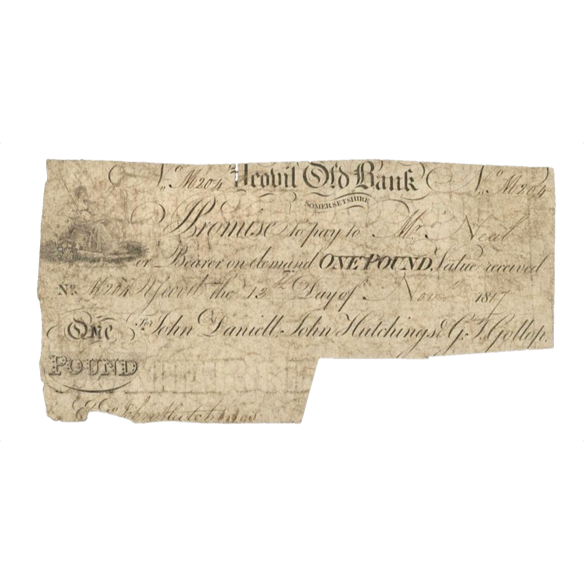 Yeovil Old Bank 1817 £1 banknote G Outing 2443b