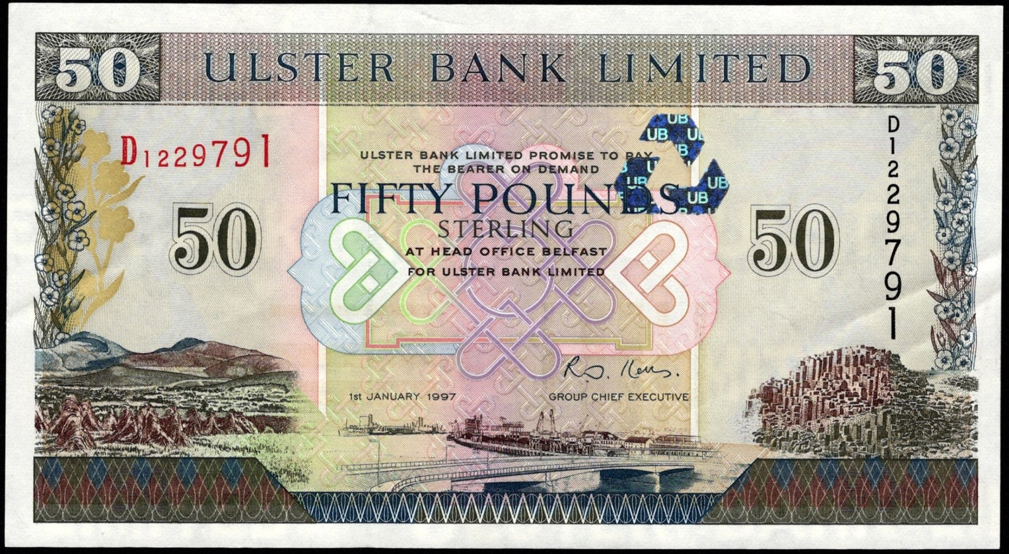 NORTHERN IRELAND P.338 NI844 1997 Ulster Bank £50 AUNC