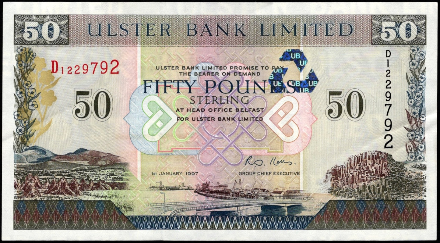 NORTHERN IRELAND P.338 NI844 1997 Ulster Bank £50 AUNC