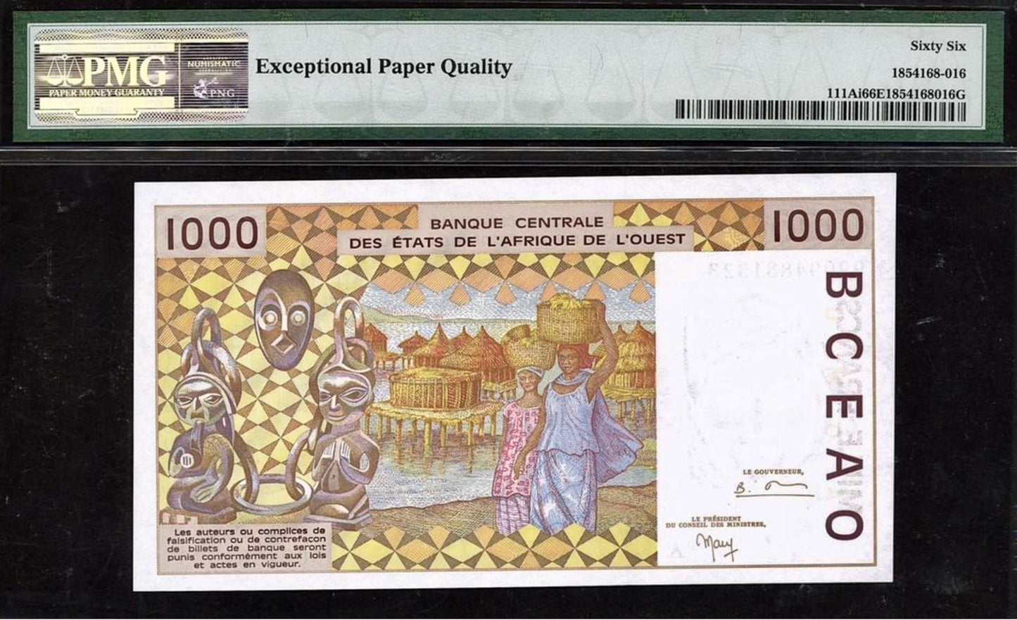 WEST AFRICAN STATES (Ivory Coast) P.111Ai 1999 1000 Francs GEM 66 UNC