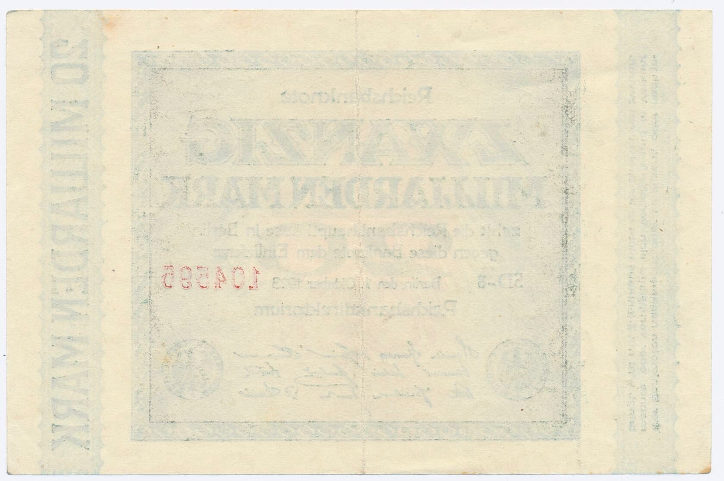 GERMANY P.118c 1923 20,000,000,000 Mark EF