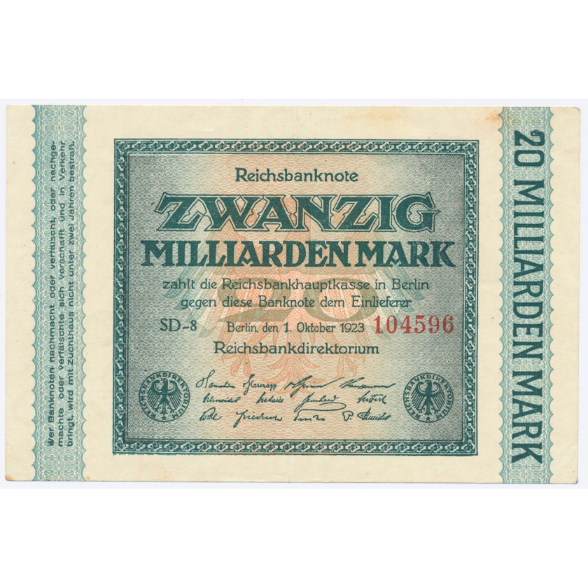 GERMANY P.118c 1923 20,000,000,000 Mark EF