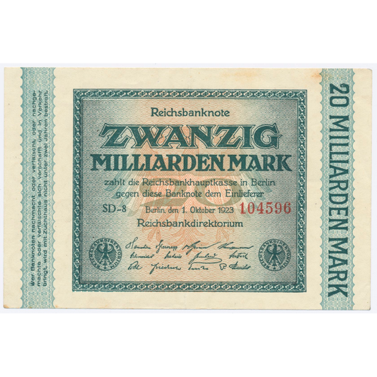 GERMANY P.118c 1923 20,000,000,000 Mark EF