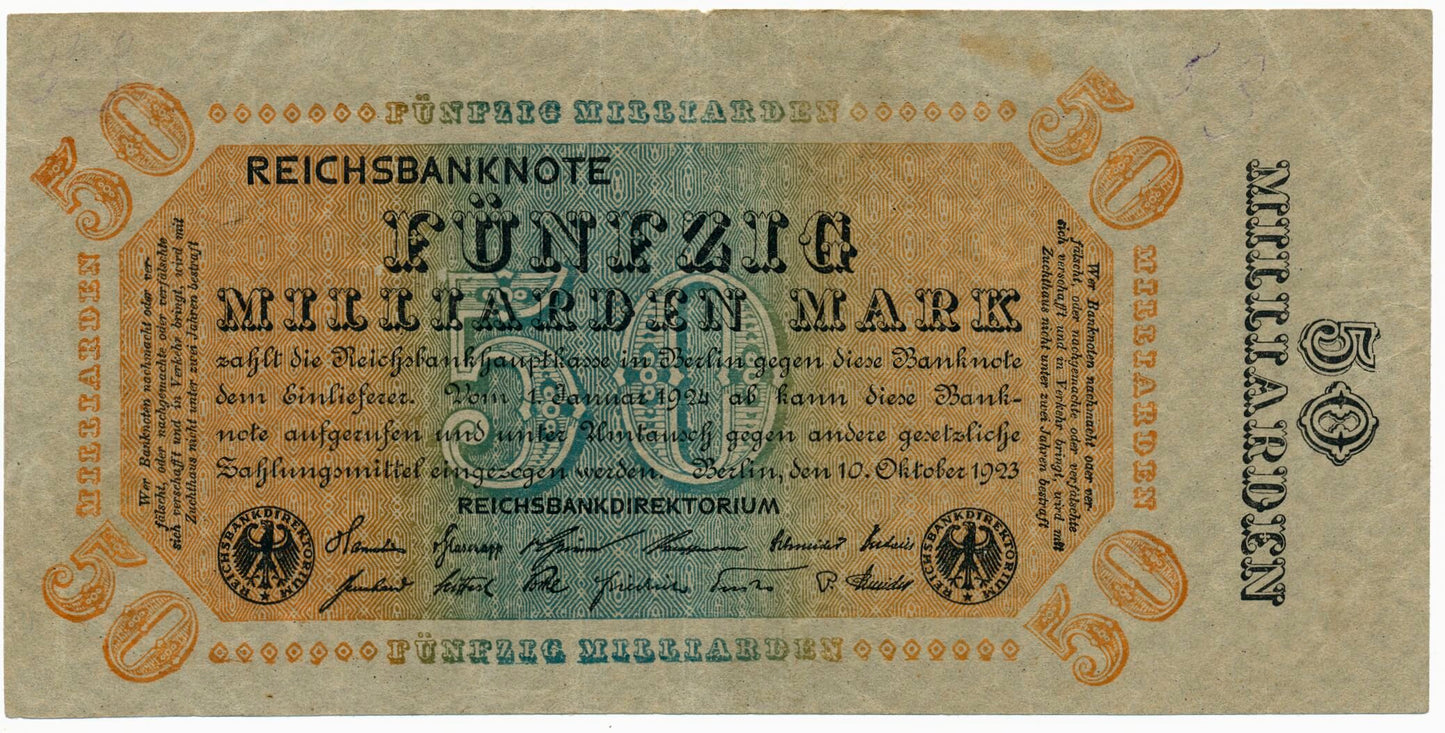 GERMANY P.119d 1923 50,000,000,000 Mark VF