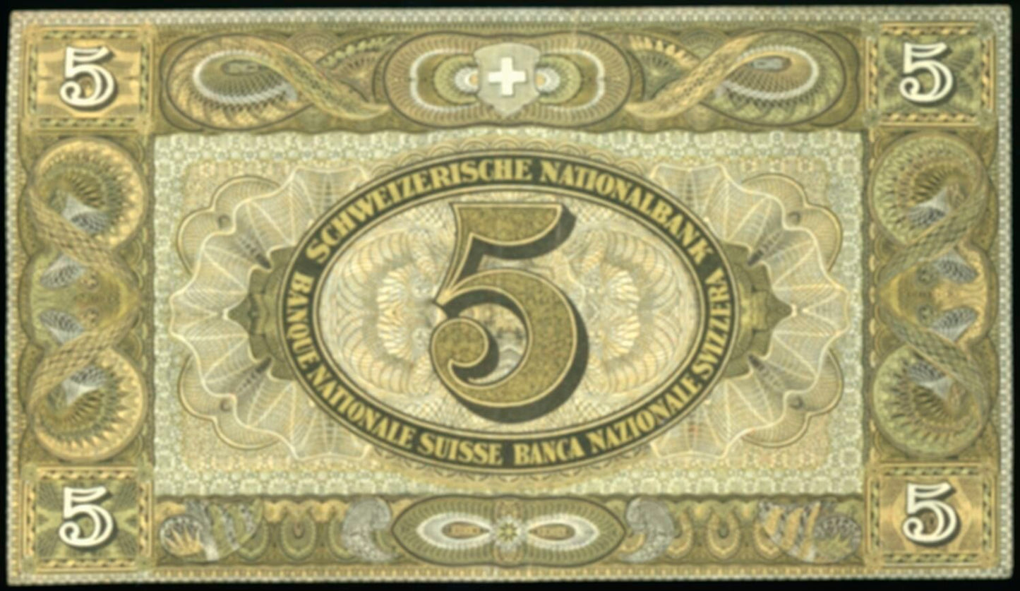 SWITZERLAND P.11l 1946 5 Franken EF