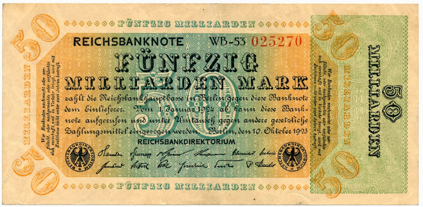 GERMANY P.120a 1923 50,000,000,000 Mark NEF