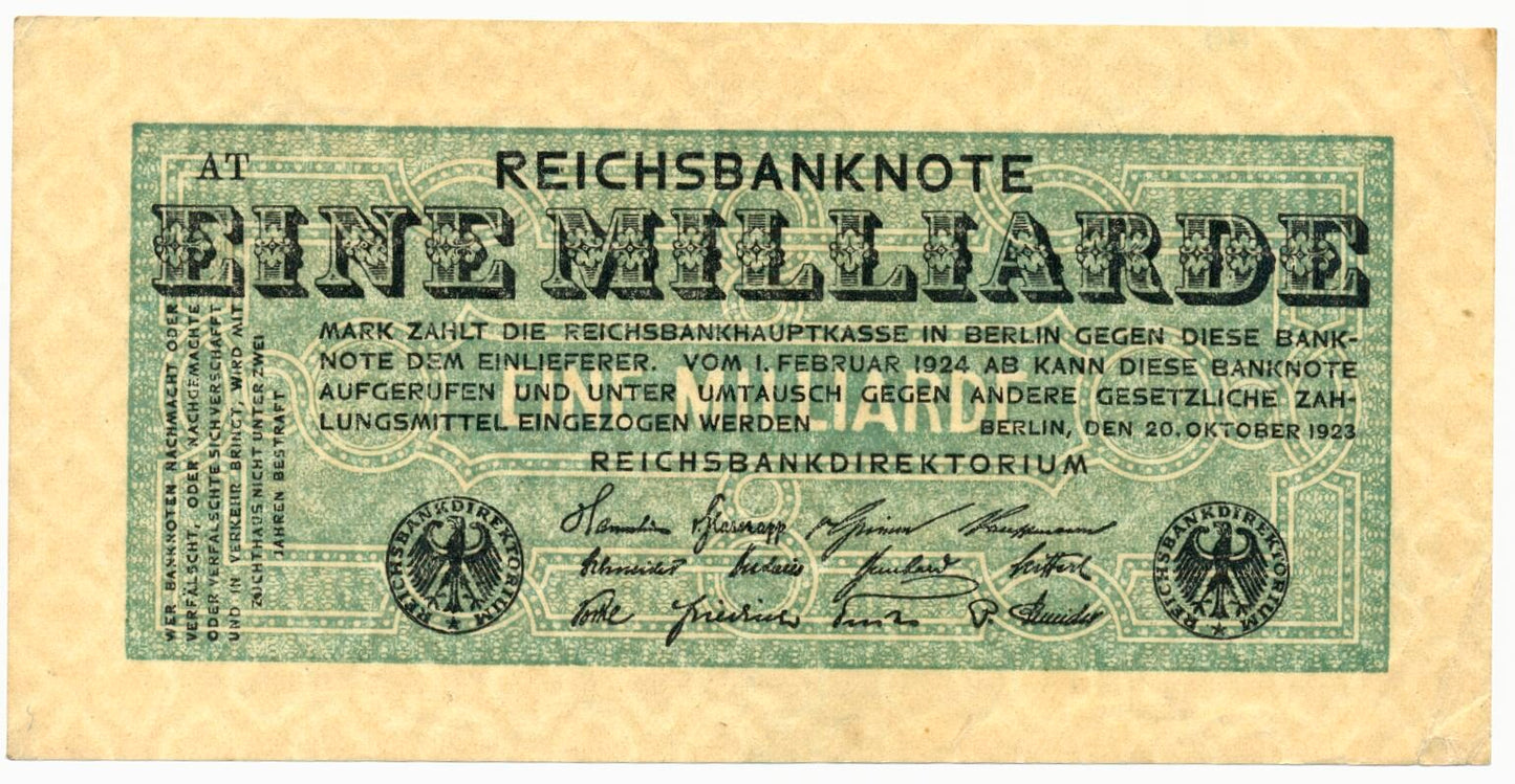 GERMANY P.122 1923 1,000,000,000 Mark EF