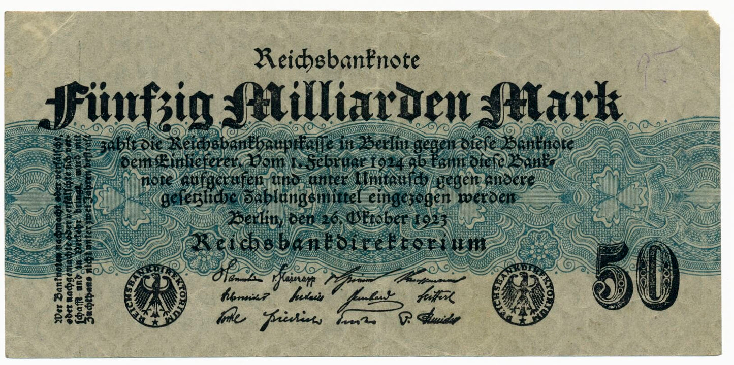 GERMANY P.125a 1923 50,000,000,000 Mark NVF