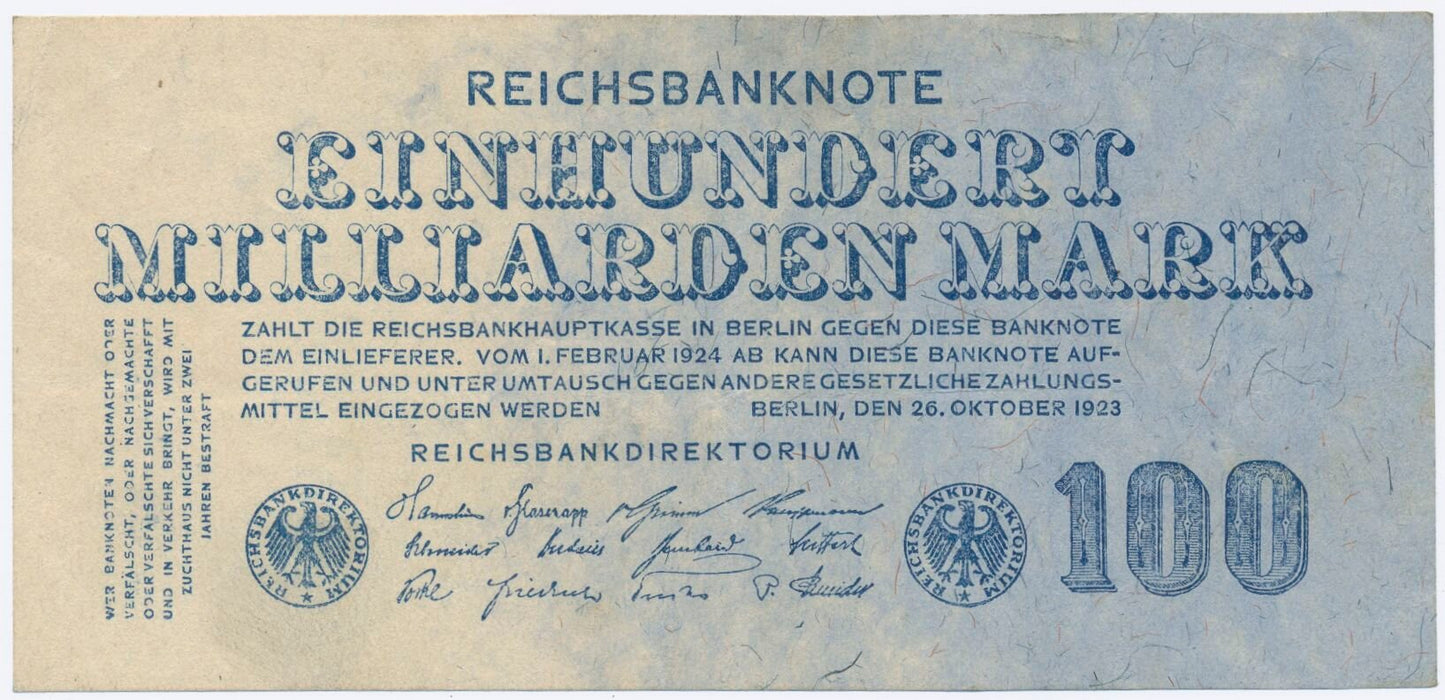 GERMANY P.126 1923 100,000,000,000 Mark EF