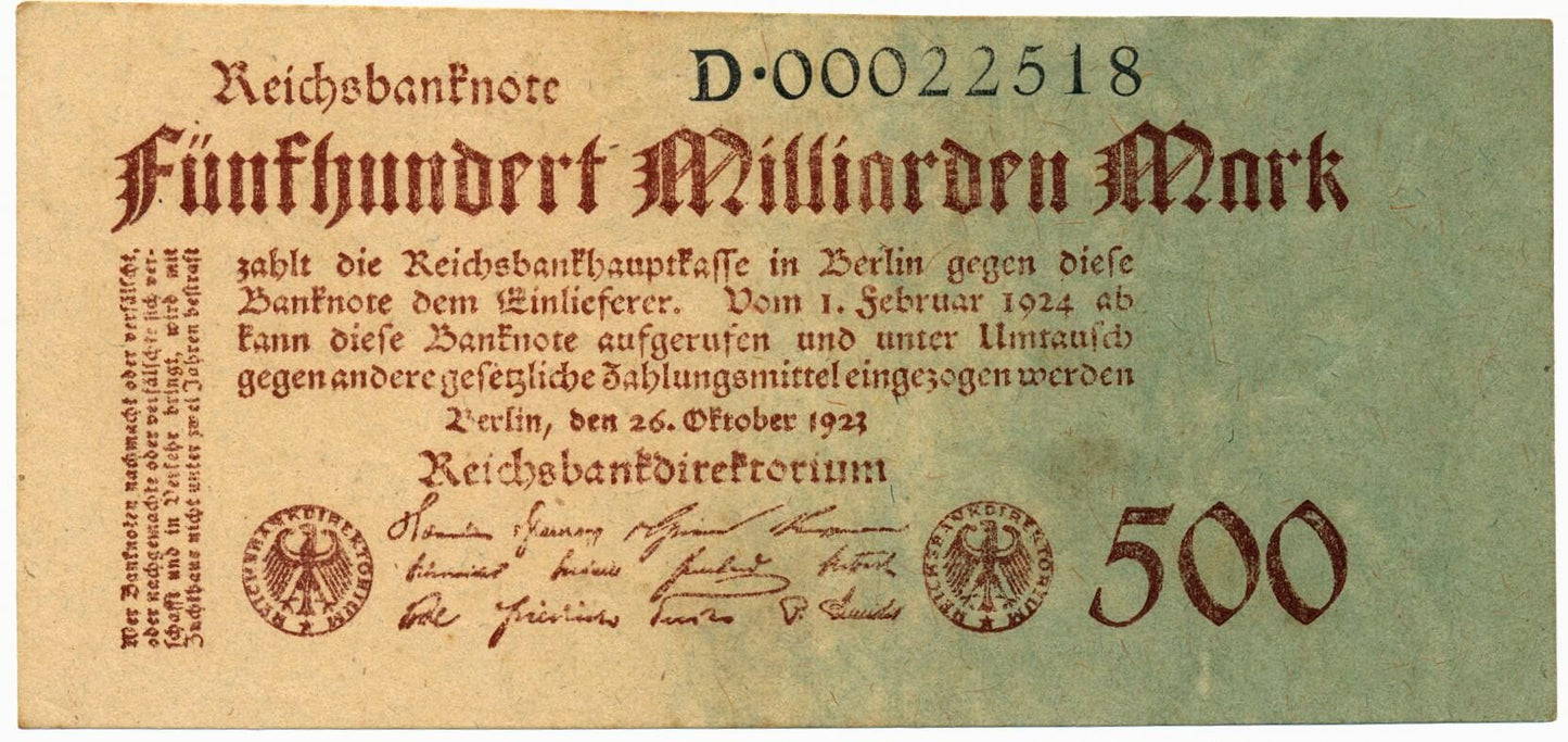 GERMANY P.127a 1923 500,000,000,000 Mark NEF