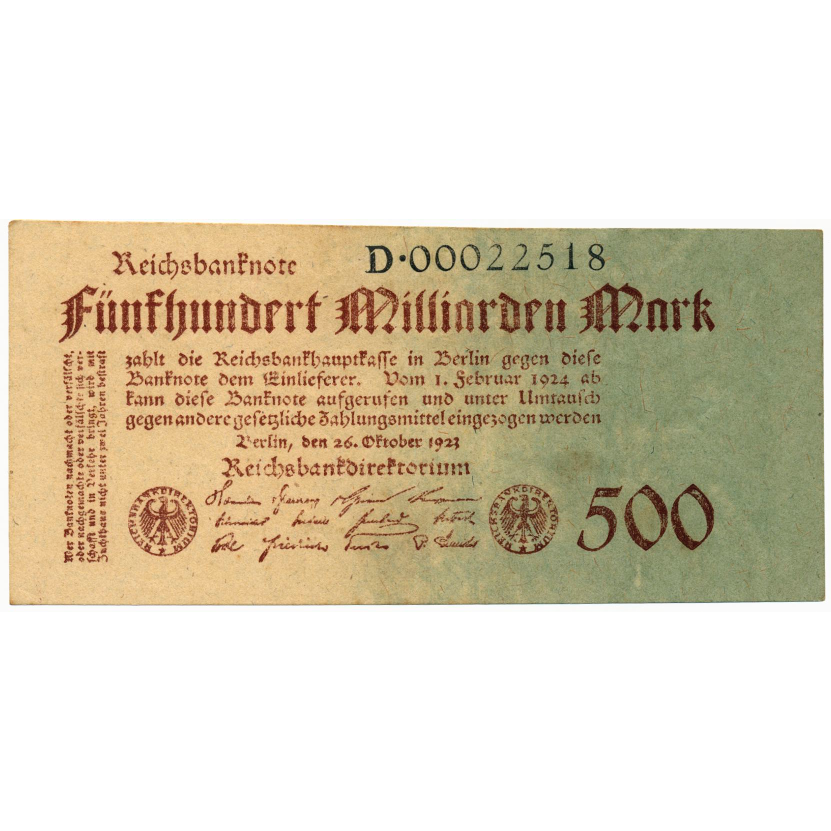 GERMANY P.127a 1923 500,000,000,000 Mark NEF