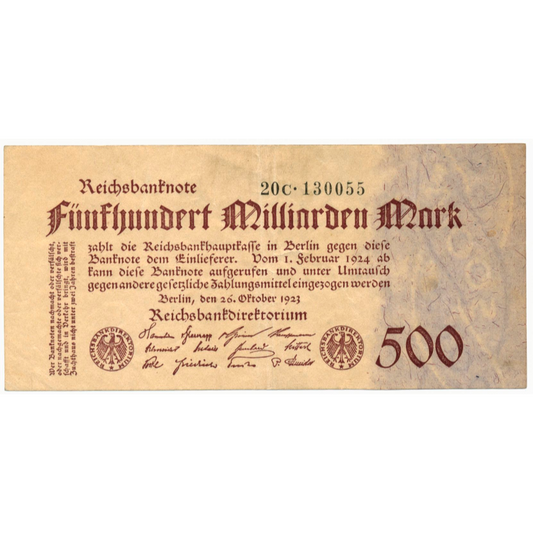 GERMANY P.127b 1923 500,000,000,000 Mark VF