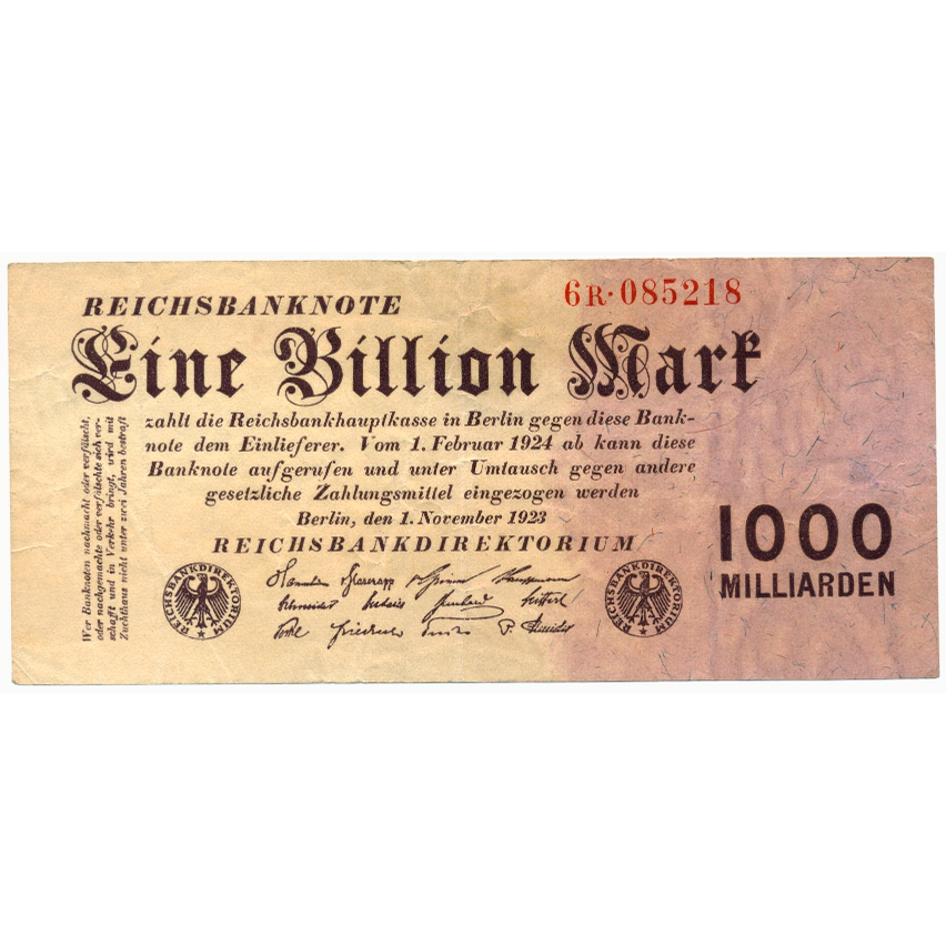 GERMANY P.129 1923 1,000,000,000,000 Mark AVF