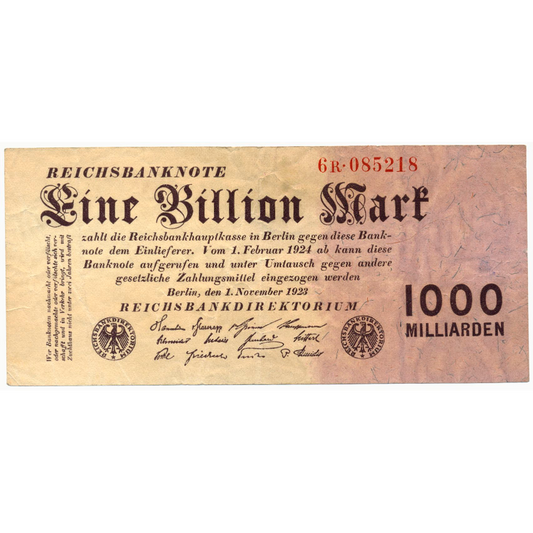 GERMANY P.129 1923 1,000,000,000,000 Mark AVF