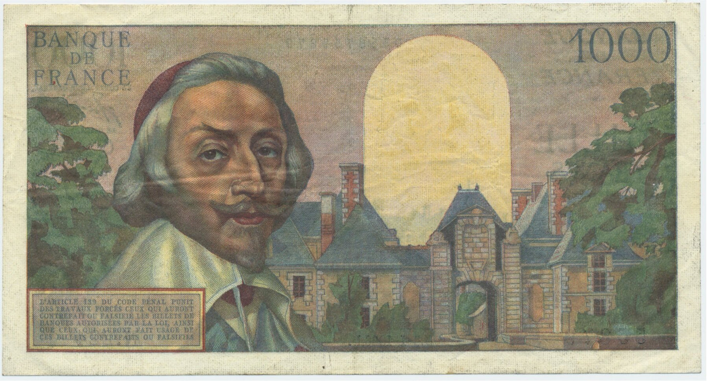 FRANCE P.134a France 1956 1,000Fr Belin, Gouin d'Ambrieres, Gargam VF