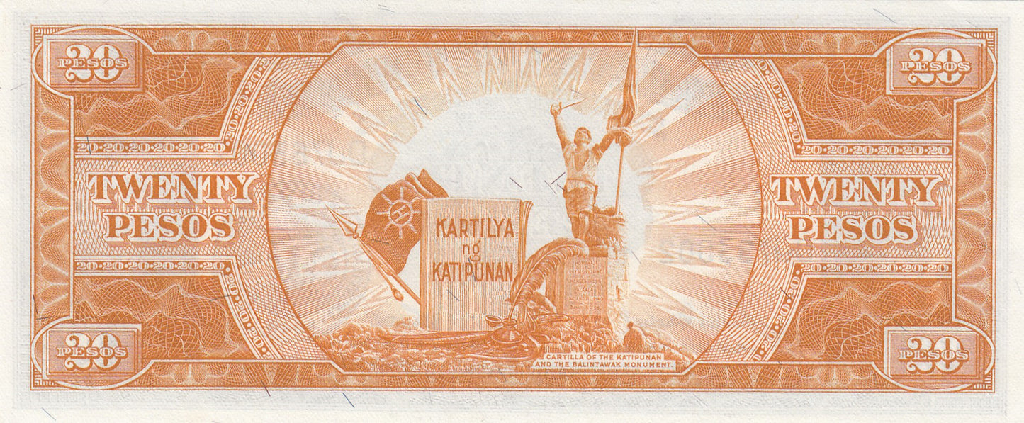 PHILIPPINES P.137d 1944 20 Pesos UNC
