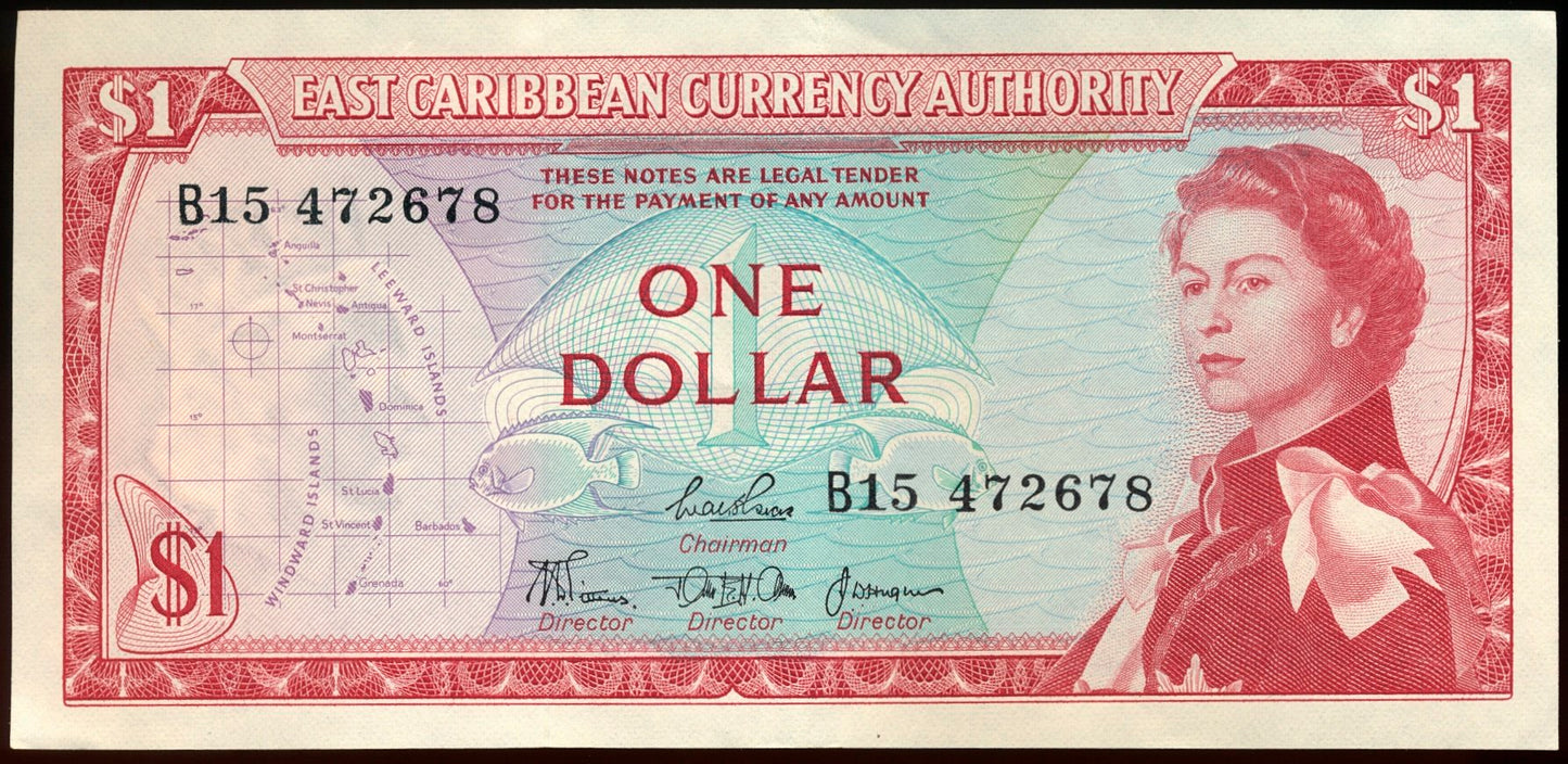 EAST CARIBBEAN P.13b 1965 $1 EF B15
